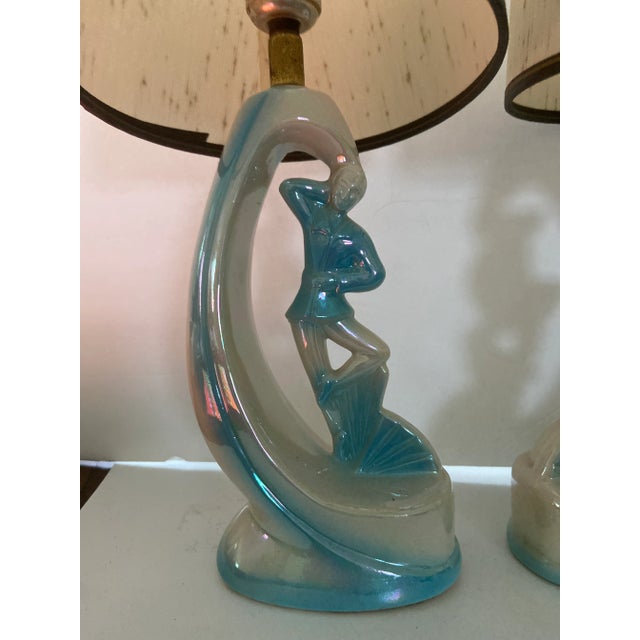 Mid 20th Century Ballerina Ceramic Boudoir Lamp - a Pair For Sale - Image 4 of 12