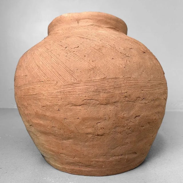 Japanese Organic Terracotta Jar Vase, 1950s For Sale - Image 12 of 14