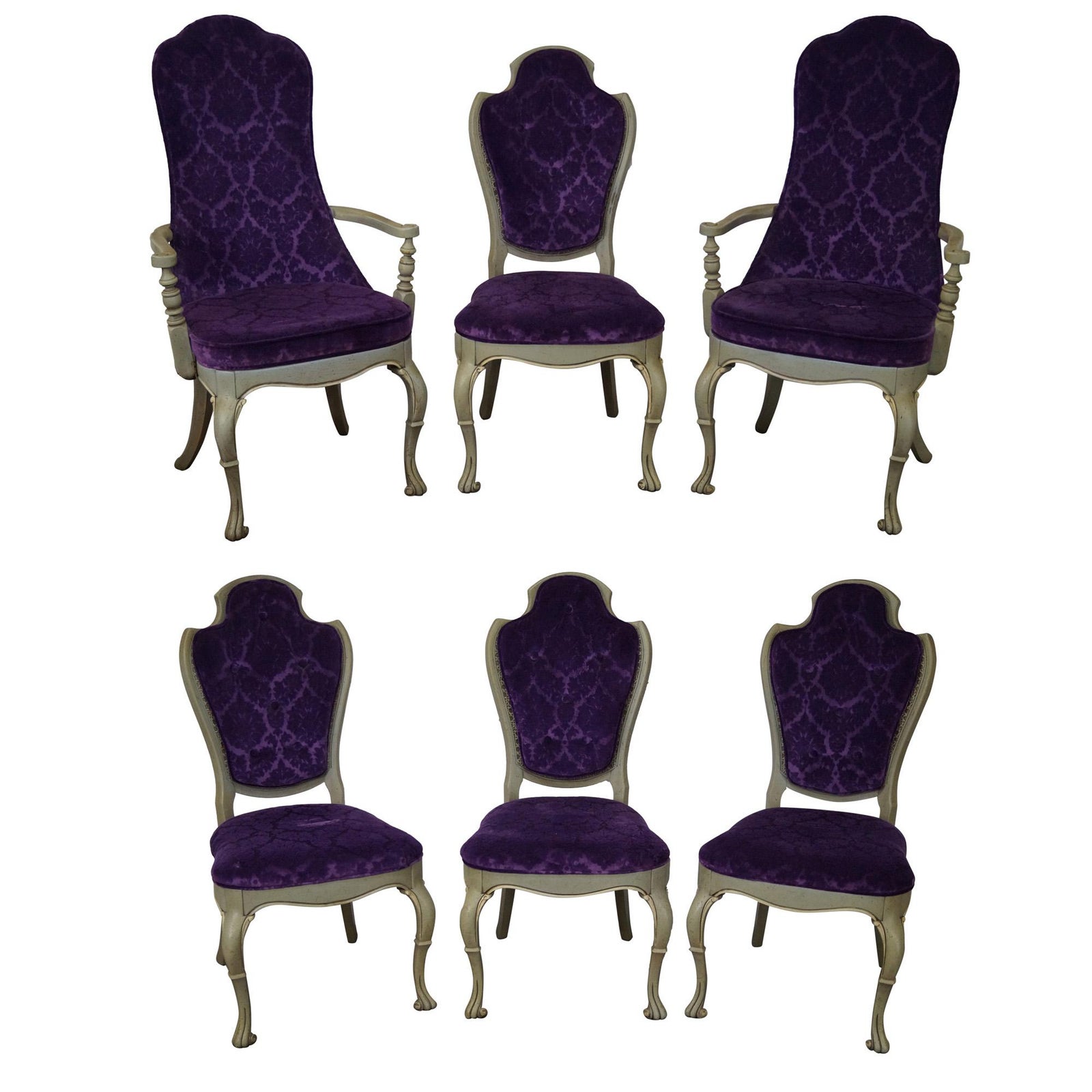 Vintage 1950s Purple Upholstered Dining Chairs Set of 6 Chairish
