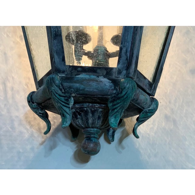 1990s 1990s Six Sides Solid Brass Hanging Lantern For Sale - Image 5 of 9