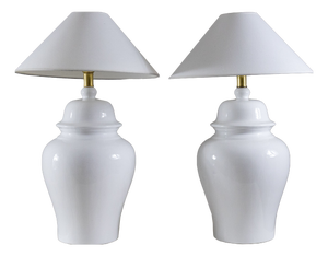 White Table Lamps by Tommaso Barbi, 1970s, Set of 2