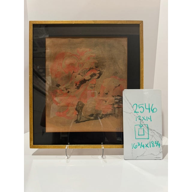 Abstract figural artwork identified on the mat as “Wilde ’63 Woman & Child.” Expressive composition in coral, black and...