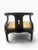 Paint Vintage Spanish Chinoiserie Black Lacquer & Brass Horseshoe Chair, James Mont Style For Sale - Image 7 of 13