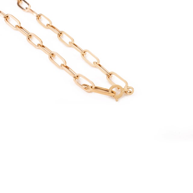 Metal 18k Gold 3.22 Carat Four Deep Emerald Paperclip Chain Necklace by VRJewels- 16 Inches For Sale - Image 7 of 14