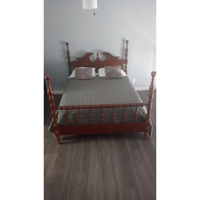 Vintage Keller Solid Charry Queen Headboard, Footboard and Rails For Sale - Image 11 of 13