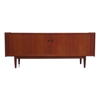 Danish Teak Sideboard with Tambour Doors by Arne Vodder, 1960s For Sale