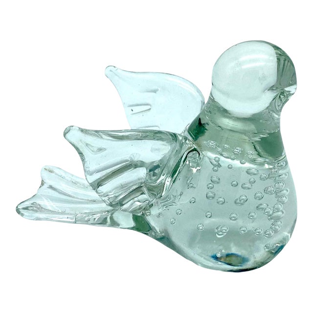 Vintage 1980s Glass Bird Paperweight For Sale