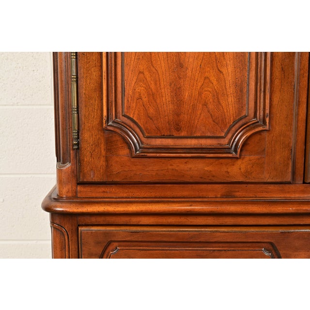 Century Furniture French Provincial Louis XV Carved Cherry Wood Armoire Dresser or Gentleman's Chest For Sale - Image 9 of 15