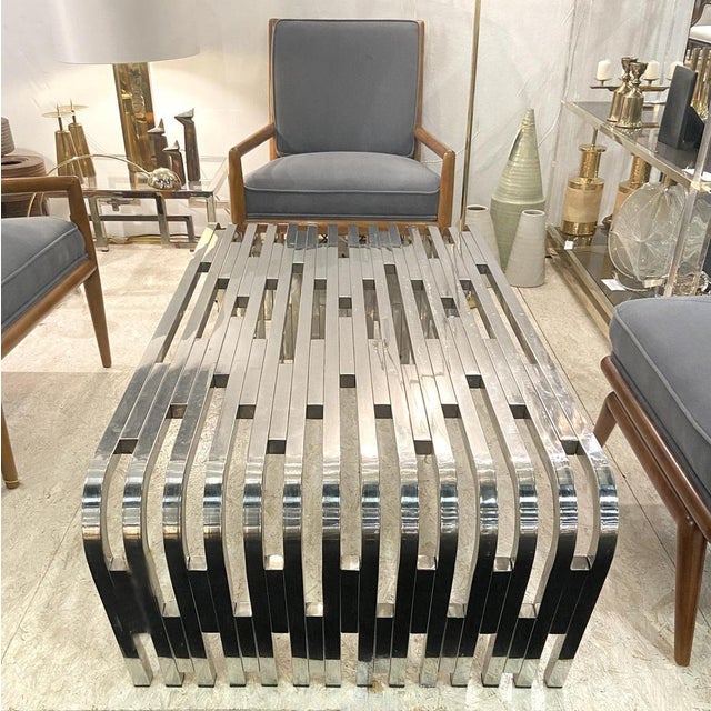 Large Sculptural Stainless Steel Coffee Table, 1970s For Sale - Image 6 of 18