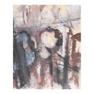 Late 20th Century Abstract Aubergine Mixed Media Painting For Sale