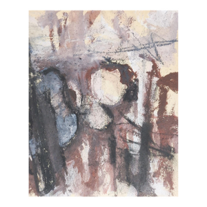 Late 20th Century Abstract Aubergine Mixed Media Painting