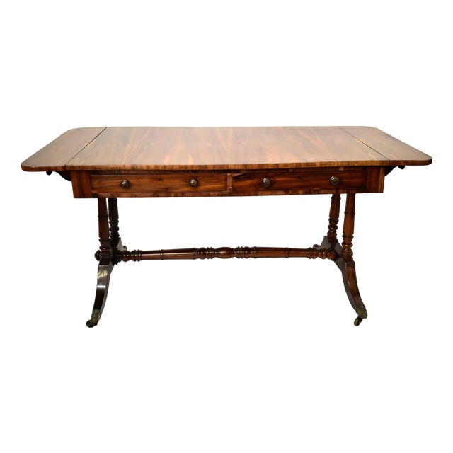 Antique English Regency Rosewood Writing Desk, Sofa Table For Sale