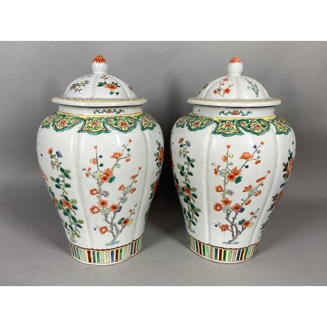 Mid 20th Century Chinese Porcelain Family Verte Vases - a Pair For Sale - Image 9 of 9