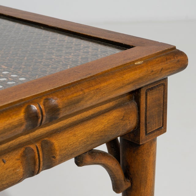 1970s Faux Bamboo & Rattan Coffee Table With Glass Top For Sale - Image 11 of 11