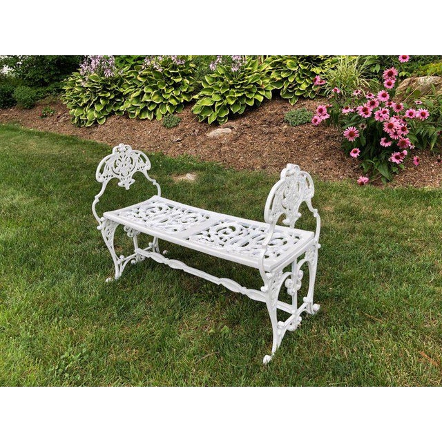 1950s Neoclassical White Aluminum Garden Bench Chairish