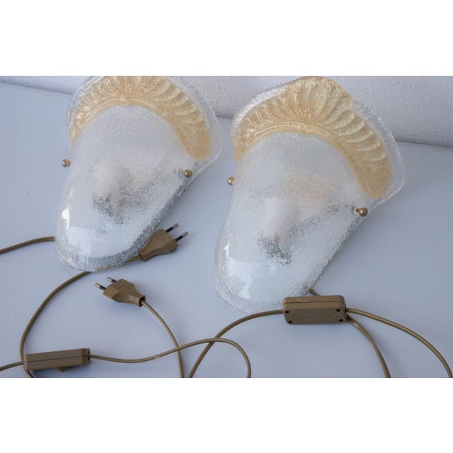 Gold Set of 2 Murano Gold and Trasparent Wall Light, 1970 For Sale - Image 8 of 10