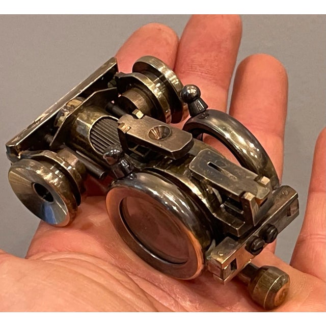 Metal 1960s Bronze Leitz Wetzlar Folding Binoculars Compass For Sale - Image 7 of 9