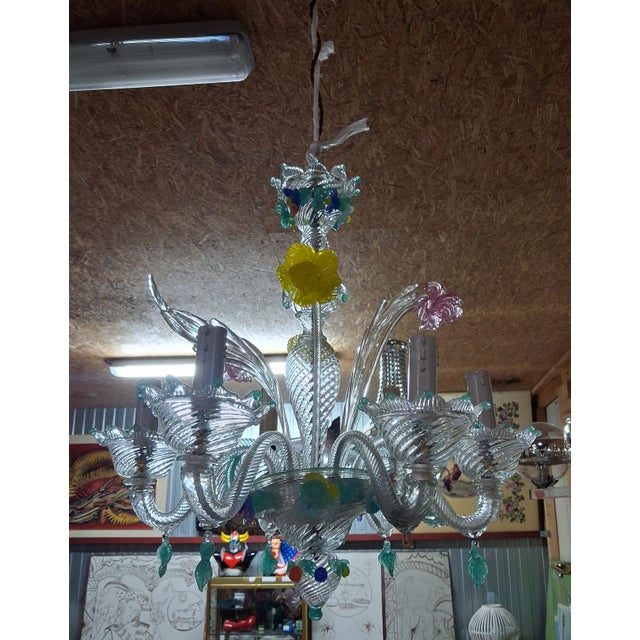 Venetian Chandelier in Polychrome Blown Glass Murano, 1950s For Sale - Image 6 of 7