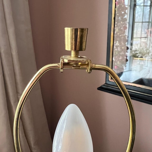 Beautiful pair of vintage glass accent lamps by Victoria Hagan // Perfect Pieces // table lamps // boudoir // desk lamps // nursery decor For Sale - Image 9 of 10