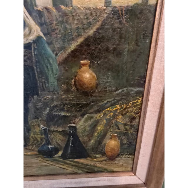 Textile Antique Orientalist Painting F a Bridgeman Style Signed For Sale - Image 7 of 16