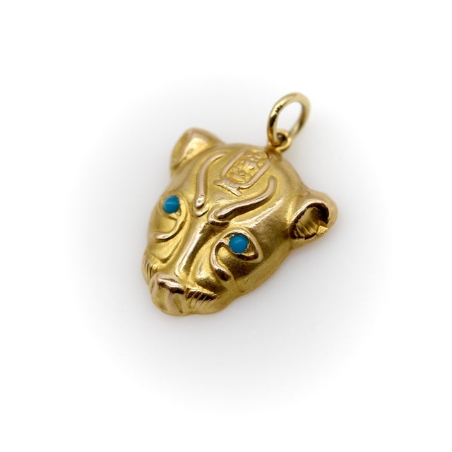 Modern Vintage 18k Gold Egyptian Revival Sekhmet Lion Pendant From Egypt For Sale - Image 3 of 8