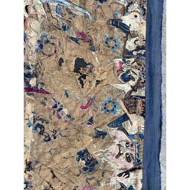 Antique Distressed Chinese Embroidery For Sale - Image 4 of 15