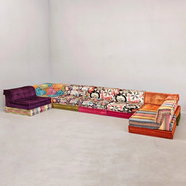 Mah Jong Modular Sofa in Satin, Velvet and Cotton by H. Hopfer for Roche Bobois feat. Missoni, 2000s. Set of 21 For Sale - Image 4 of 18