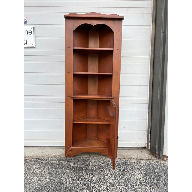 Wood Antique Farmhouse Maple Corner Cabinet With Shelves For Sale - Image 7 of 11