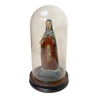 Antique 18th Century Hand Carved Polychrome Wood Spanish Santos Sculpture Statue For Sale