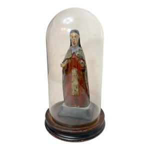Antique 18th Century Hand Carved Polychrome Wood Spanish Santos Sculpture Statue