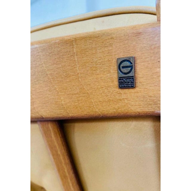 Vintage Swedish Tan Leather and Wood Lounge Chair by Göte Möbler, 1970s For Sale - Image 14 of 18