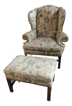1980s Sherrill Designer Wing Chair Ottoman