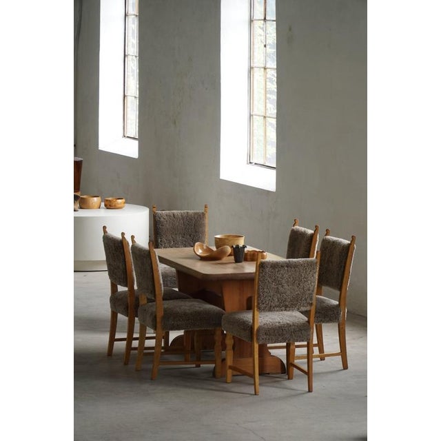 Vintage Danish Dining Chairs in Oak and Lambswool by Henning Kjærnulf, 1950s, Set of 6 For Sale - Image 10 of 18