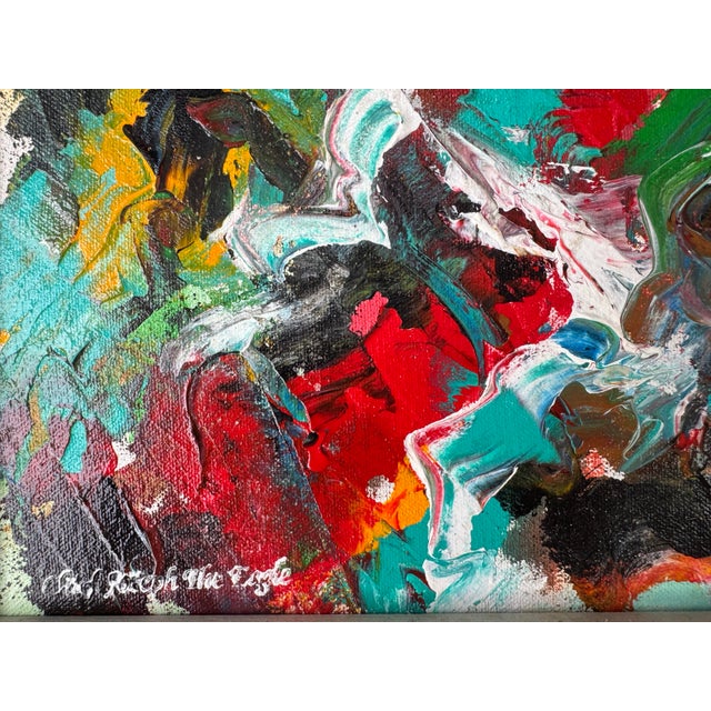 Red Chief Joseph the Eagle Expressionist Abstract Acrylic on Canvas Painting For Sale - Image 8 of 11