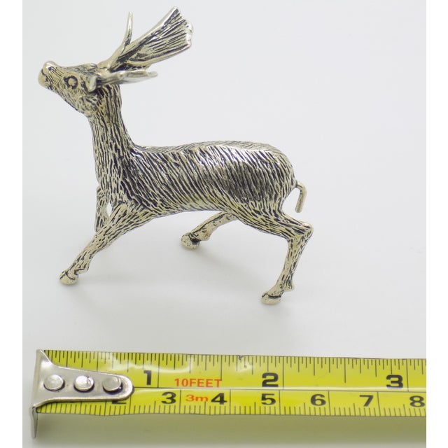 Vintage Italian Handmade Genuine Silver Rare Deer Solid Figurine Detailed Sculpture For Sale - Image 9 of 9