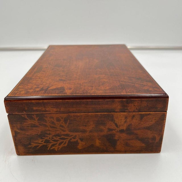 Brown Antique Biedermeier Jewelry Box in Printed Beech, 1840 For Sale - Image 8 of 17