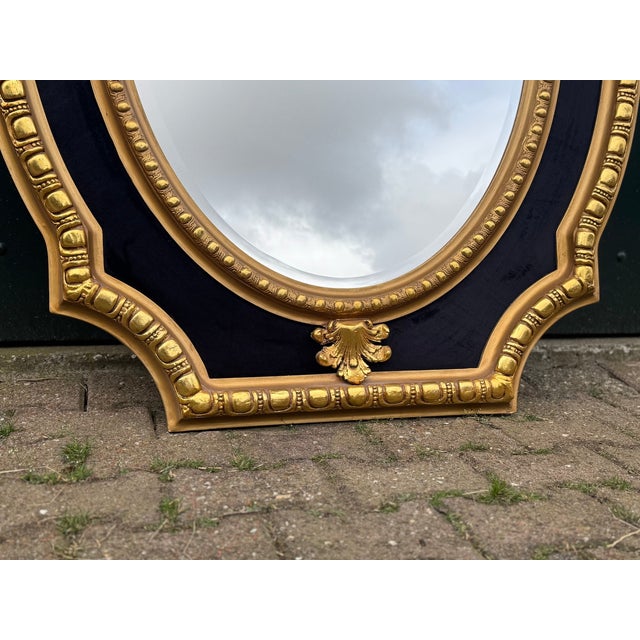 1980 French Artisan Louis XVI Gold Wood Wall Mirror For Sale - Image 13 of 18