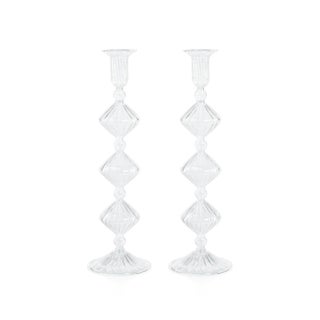 Zyrandol Glass Taper Holders, Set of 2, 13" For Sale