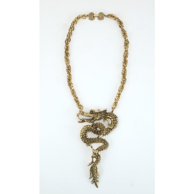 Dragon Gold Tone Statement Necklace by Weatherby Miller Jewels For Sale - Image 10 of 13