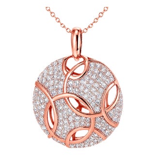Late 20th Century 14K Pink Rose Gold Handmade Pave Diamond Pendant Necklace Slide For Sale