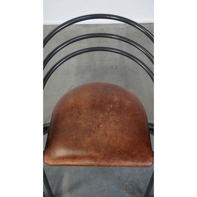 Metal Frame Dining Chairs with Leathers Seats, 1970s, Set of 4 For Sale - Image 9 of 15