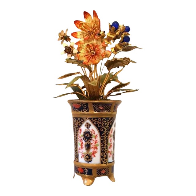 1970s Jane Hutcheson Gorham Enamel Floral Pot For Sale