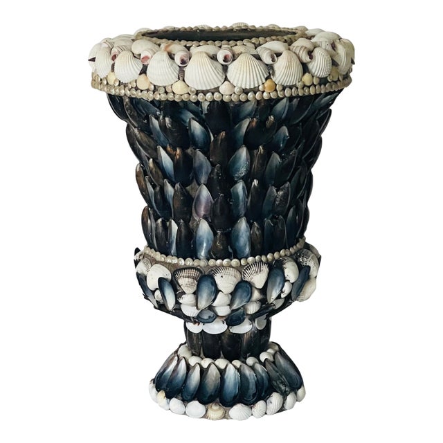 1970s Dramatic Sea Shell Encrusted Planter For Sale