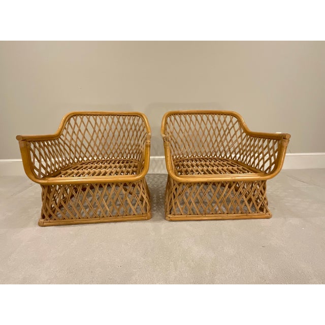 Late 20th Century Vintage Rattan Club Chairs For Sale - Image 5 of 10