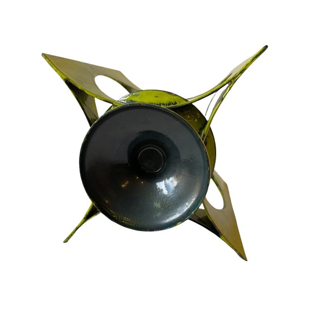 Mid-Century Modern Hanova of Pasadena Green Enameled Abstract Metal Candle Holder For Sale - Image 9 of 10