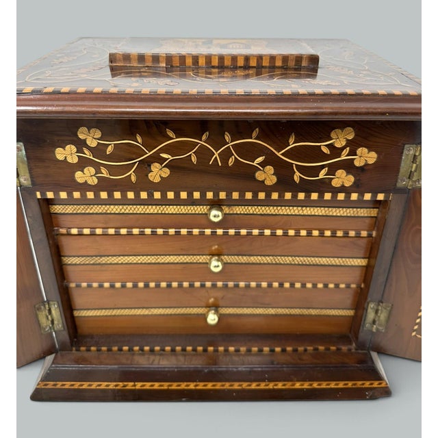 Antique Irish Castle Ruins Killarney Killarneyware Arbutus Wood Jewellery Casket For Sale - Image 12 of 17
