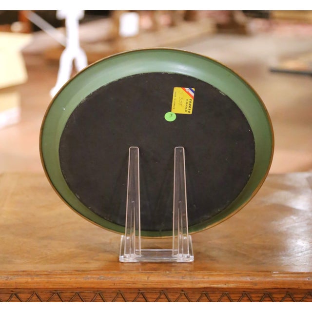 19th Century French Hand-Painted Green Tole Tray With Gilt Foliate Decor For Sale In Dallas - Image 6 of 6