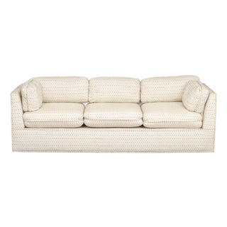 Modern Geometric Linen Upholstered 3-Seat Sofa For Sale