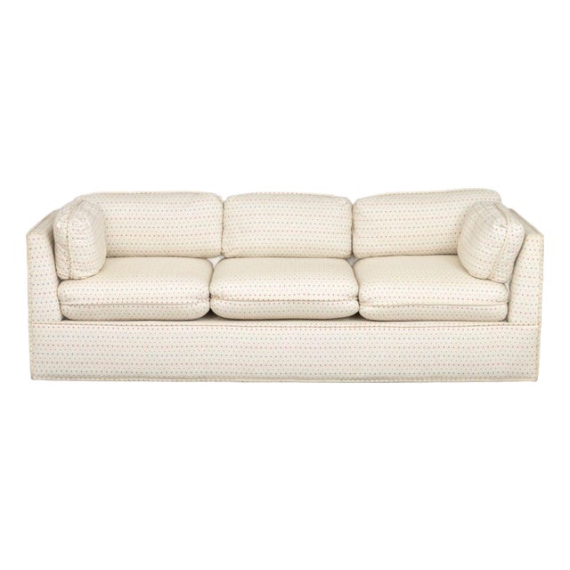 Modern Geometric Linen Upholstered 3-Seat Sofa For Sale