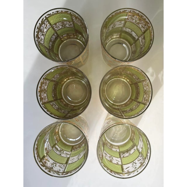 Mid-Century Modern Culver Prado 22 Karat Gold & Green Highballs - Set of 6 For Sale - Image 11 of 12